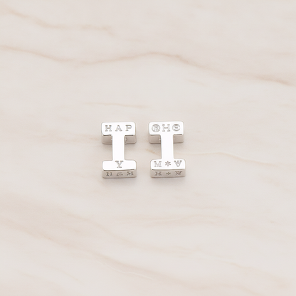 3D Initials Pendant, 2 Pc on warm marble background (PD.198)