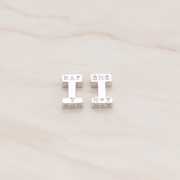 3D Initials Pendant, 2 Pc on warm marble background (PD.198)