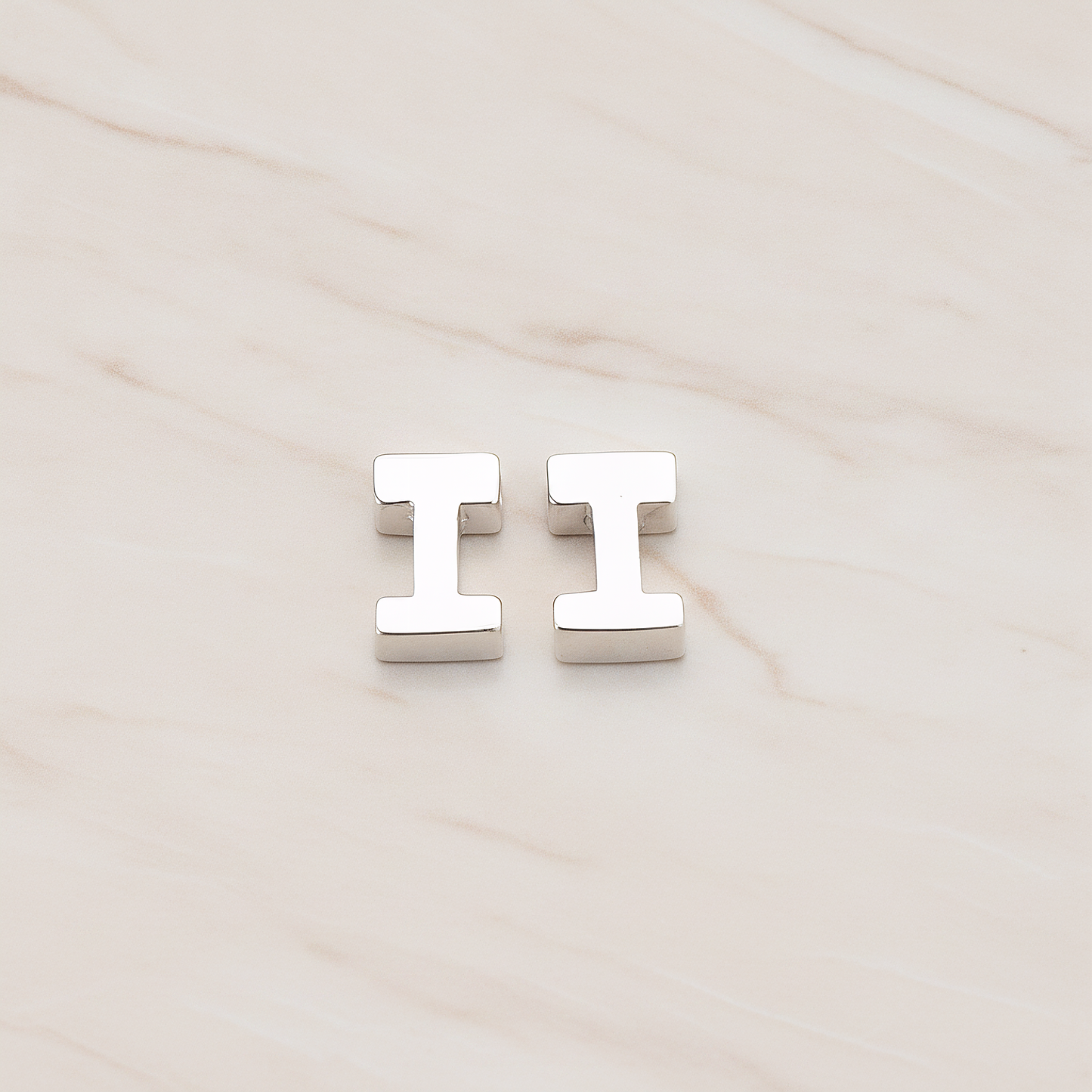 3D Initials Pendant, 2 Pc on warm marble background (PD.198)