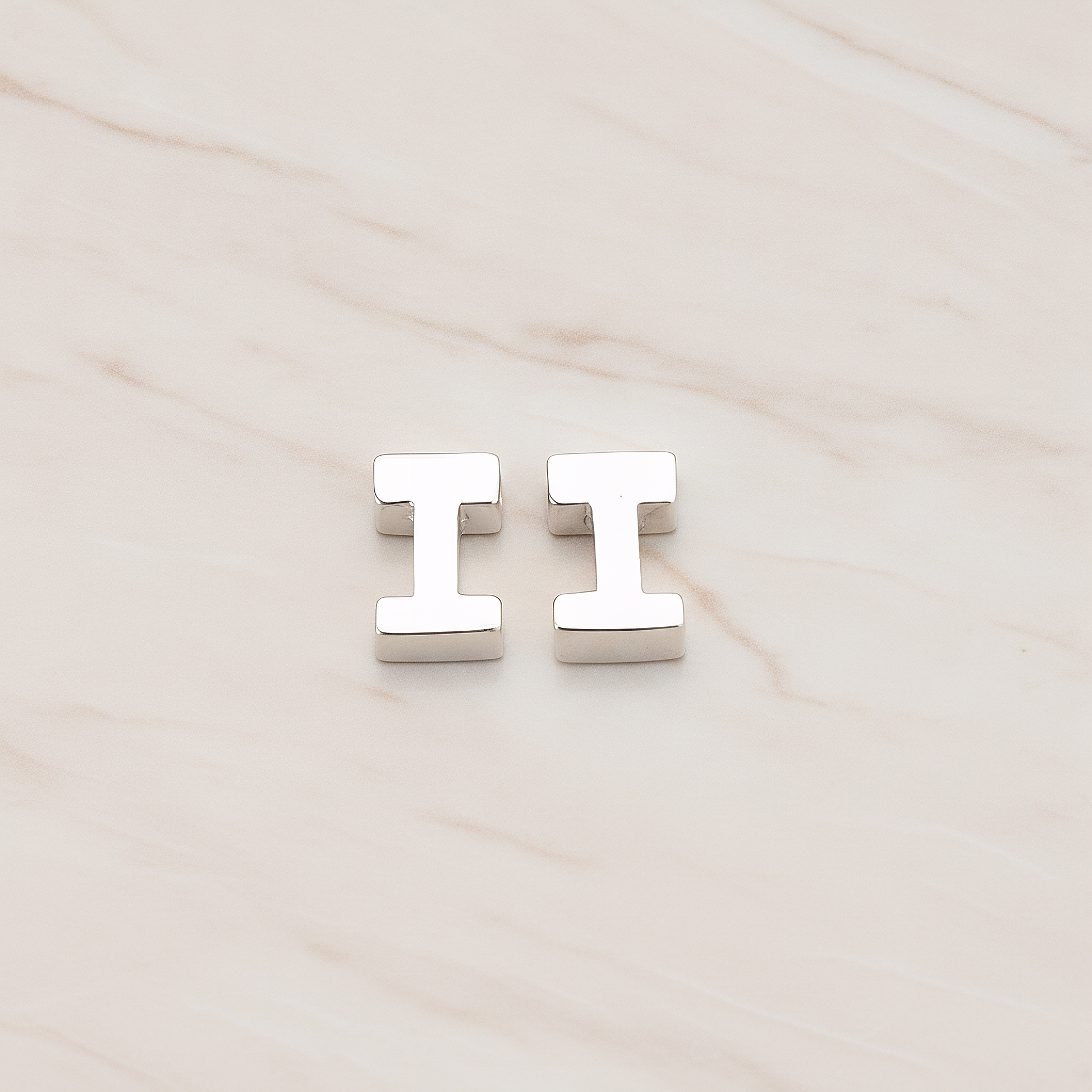3D Initials Pendant, 2 Pc on warm marble background (PD.198)