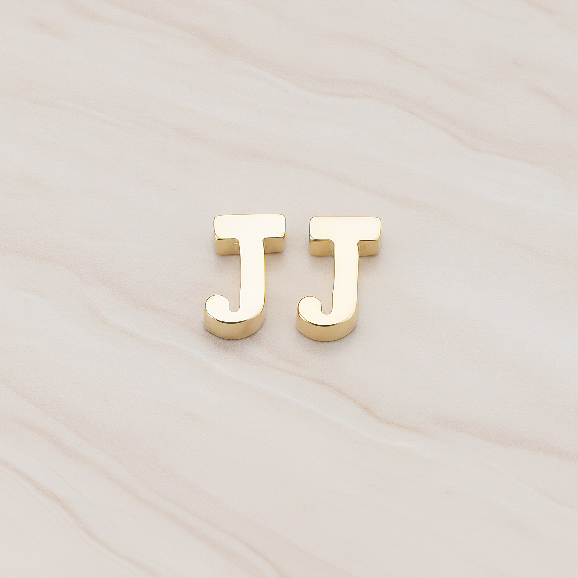 3D Initials Pendant, 2 Pc on warm marble background (PD.198)