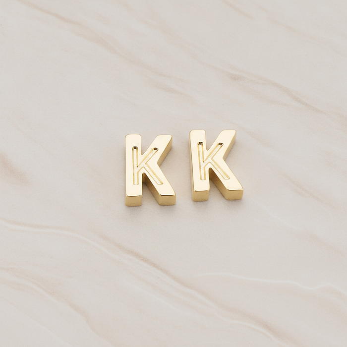 3D Initials Pendant, 2 Pc on warm marble background (PD.198)