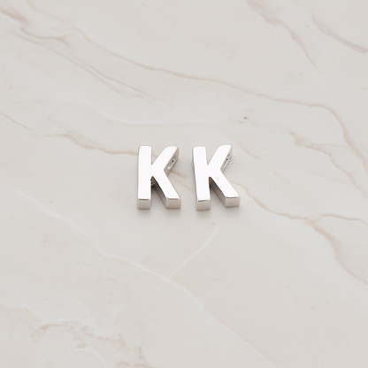 3D Initials Pendant, 2 Pc on warm marble background (PD.198)
