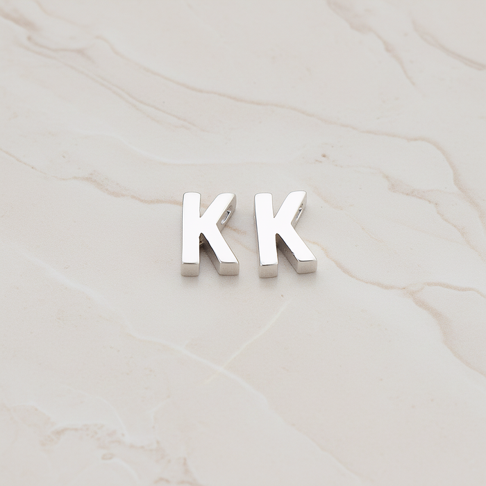 3D Initials Pendant, 2 Pc on warm marble background (PD.198)
