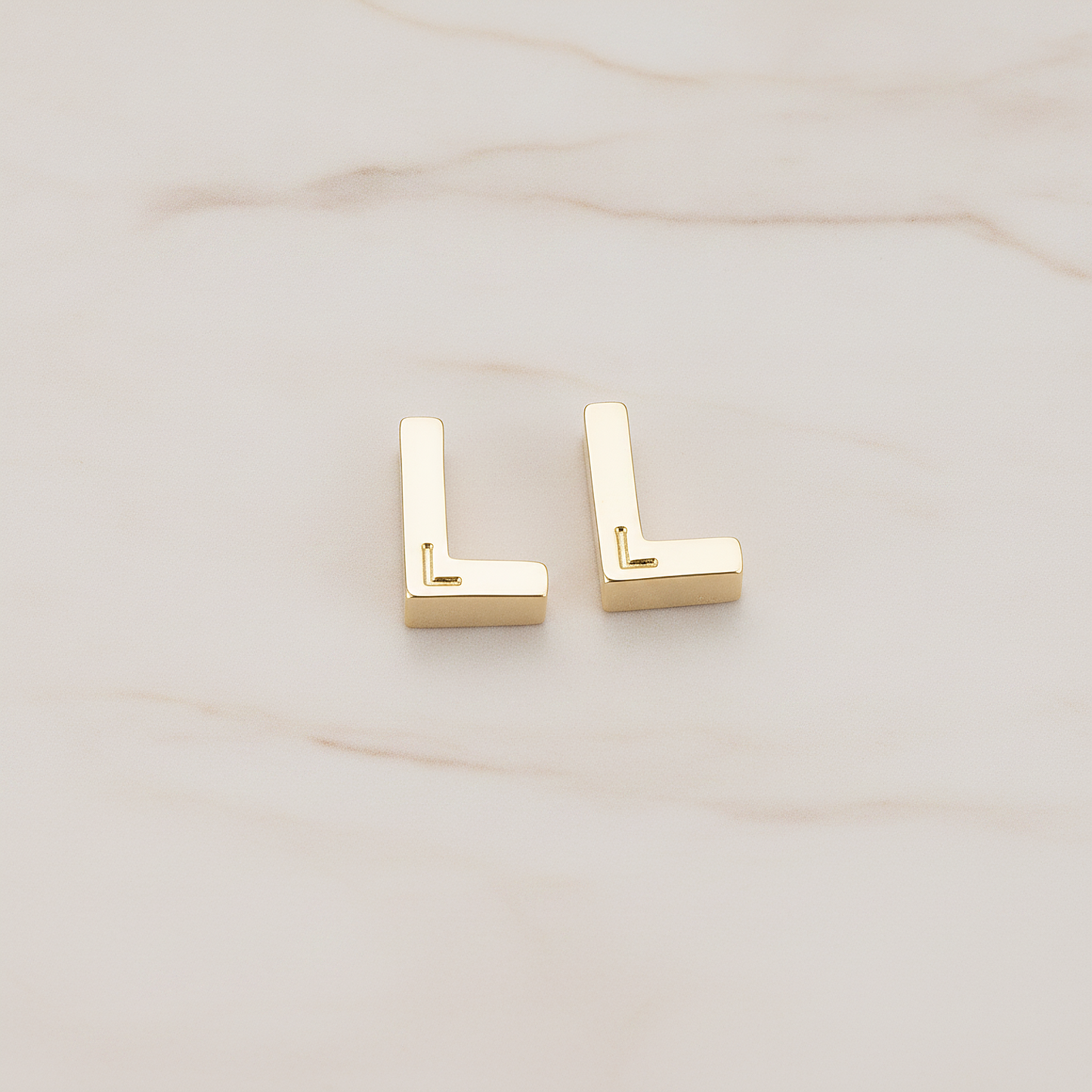 3D Initials Pendant, 2 Pc on warm marble background (PD.198)