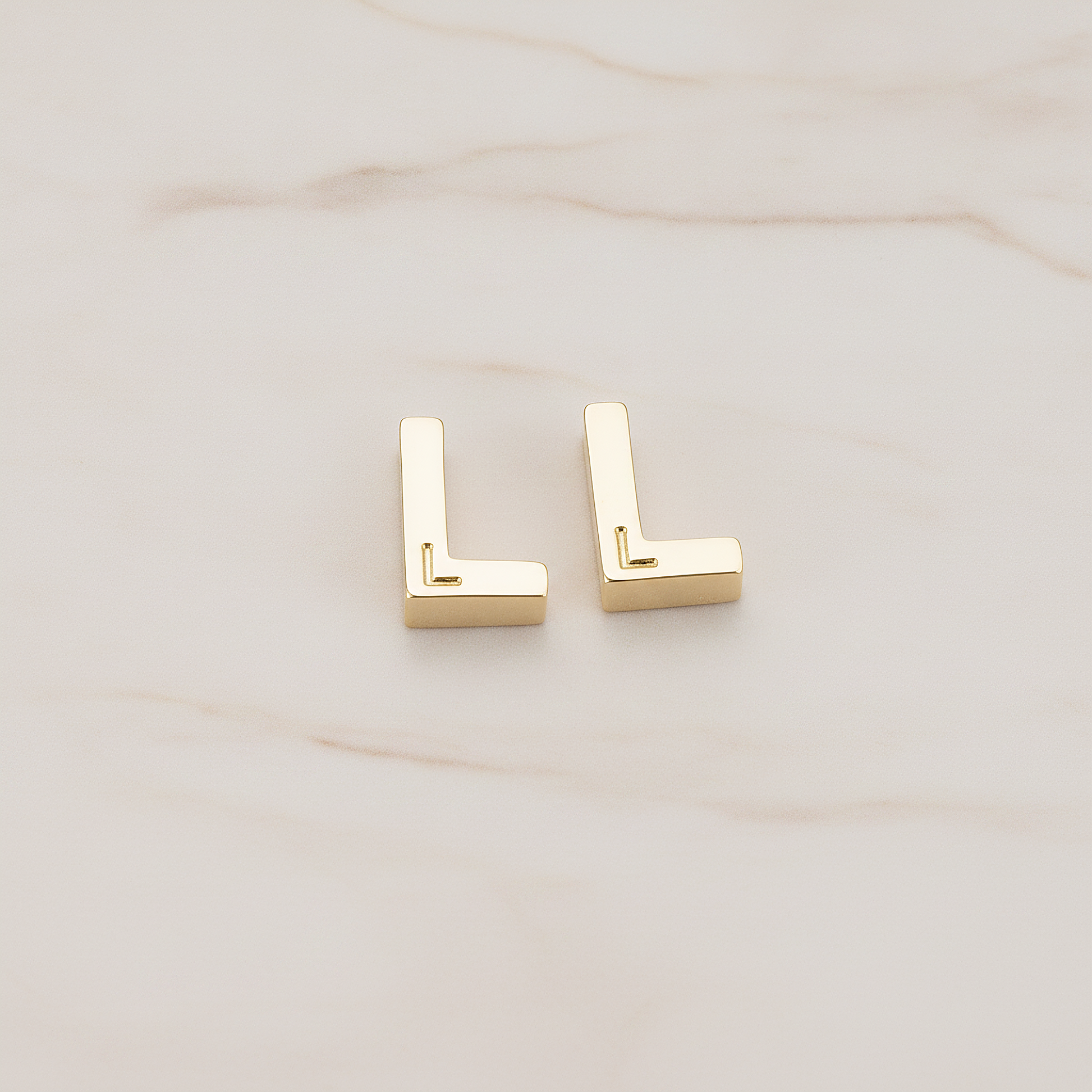 3D Initials Pendant, 2 Pc on warm marble background (PD.198)