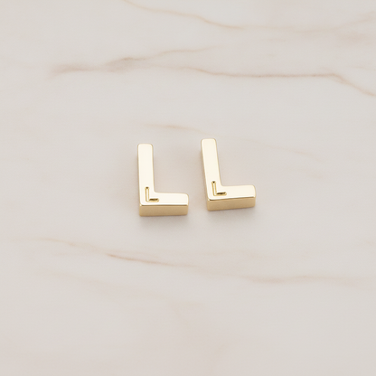 3D Initials Pendant, 2 Pc on warm marble background (PD.198)