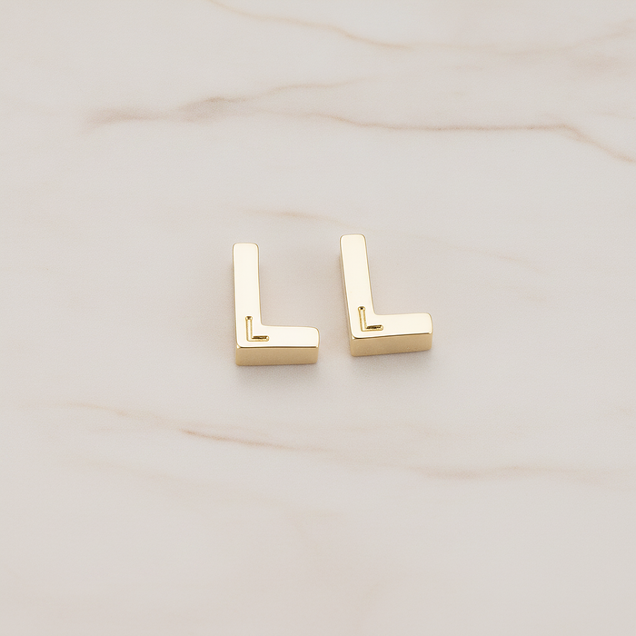 3D Initials Pendant, 2 Pc on warm marble background (PD.198)