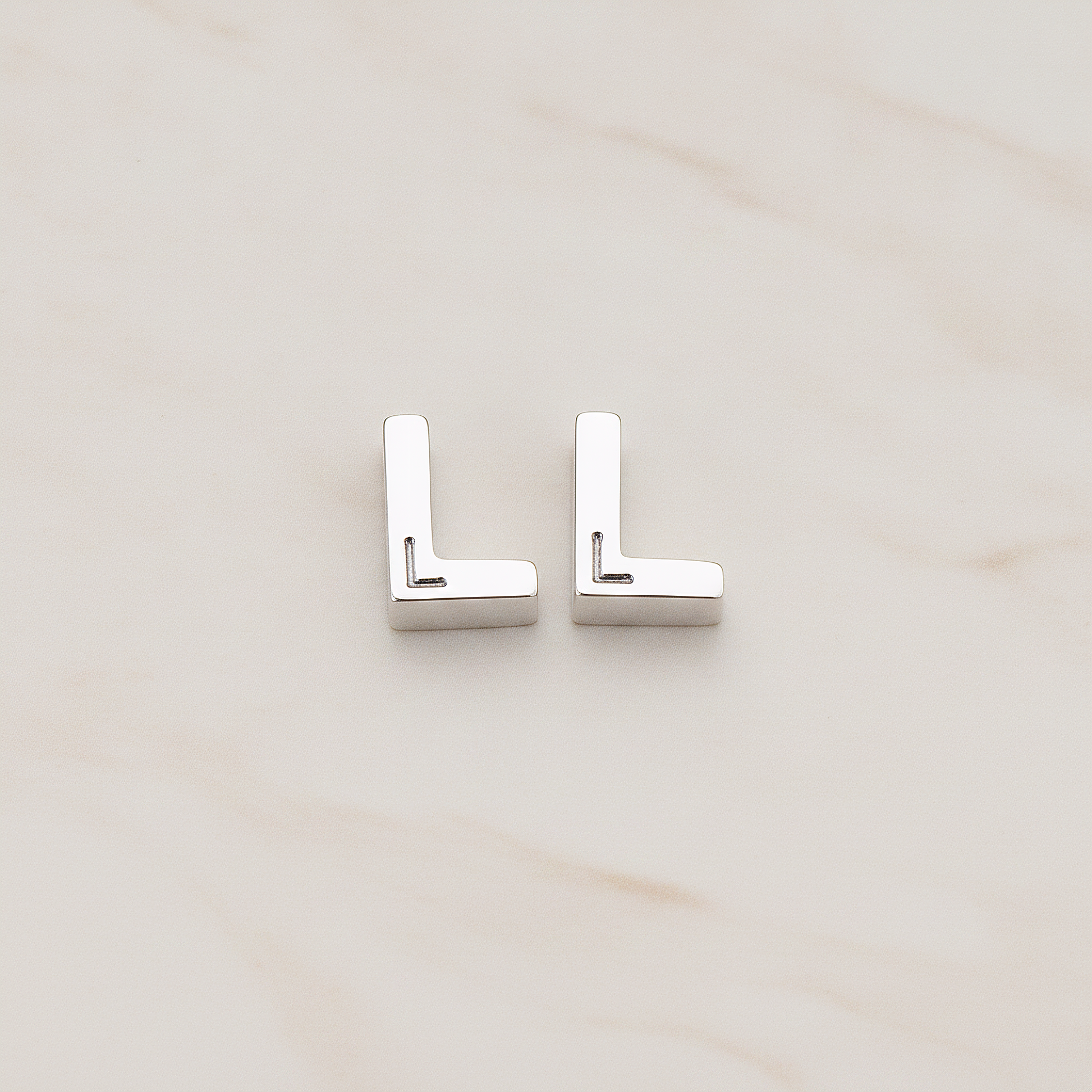 3D Initials Pendant, 2 Pc on warm marble background (PD.198)