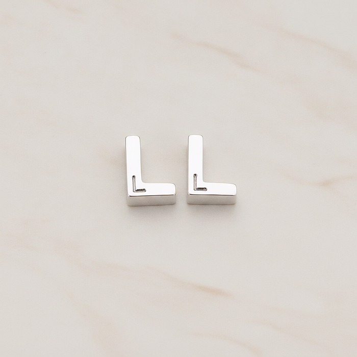 3D Initials Pendant, 2 Pc on warm marble background (PD.198)
