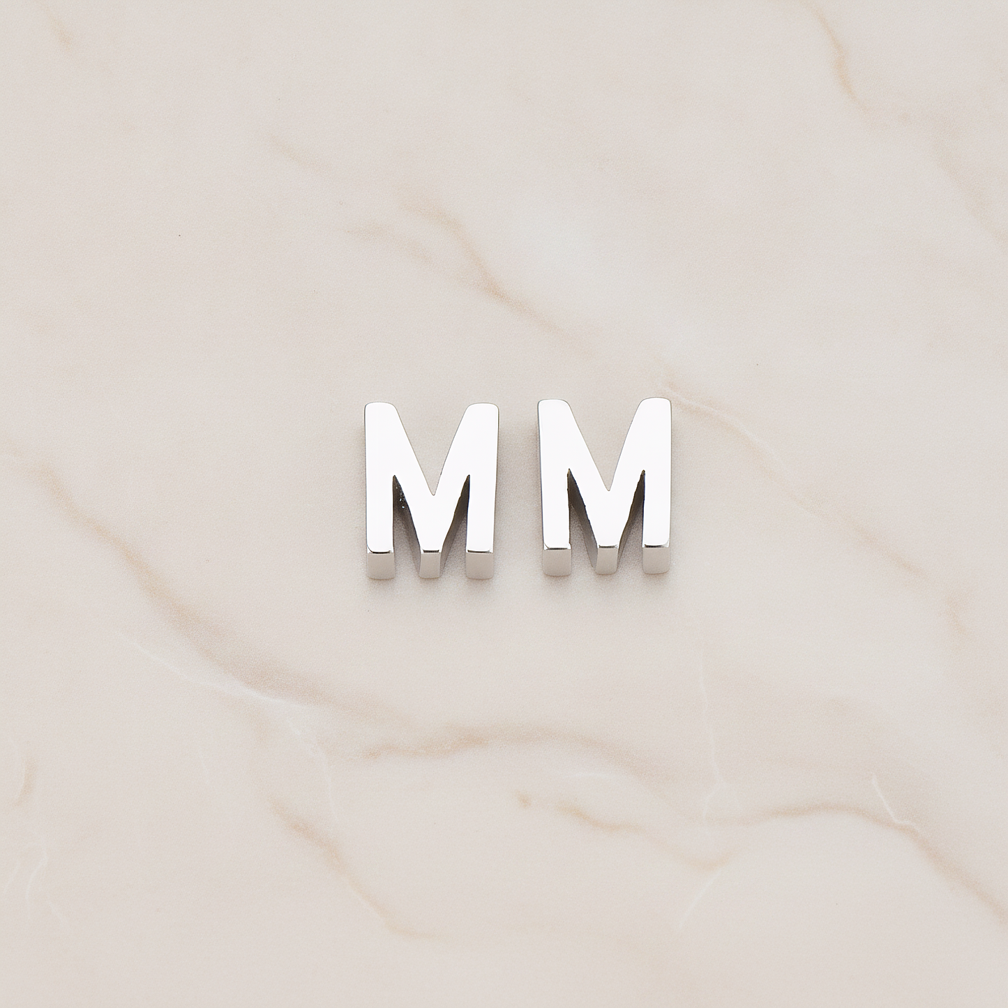 3D Initials Pendant, 2 Pc on warm marble background (PD.198)