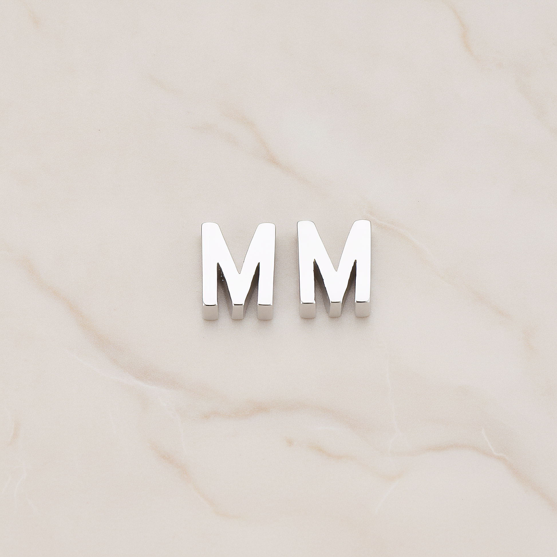 3D Initials Pendant, 2 Pc on warm marble background (PD.198)
