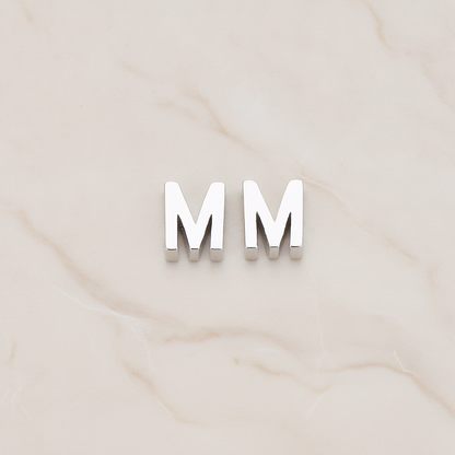 3D Initials Pendant, 2 Pc on warm marble background (PD.198)