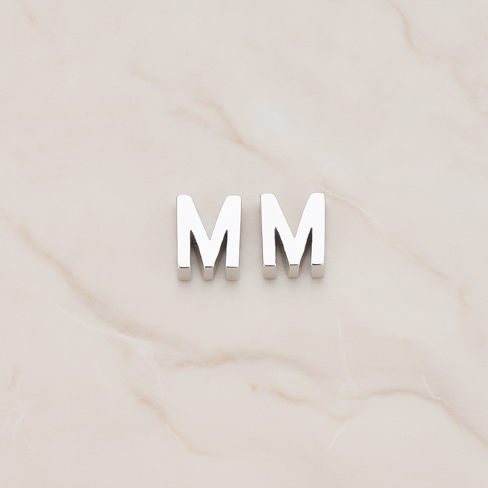3D Initials Pendant, 2 Pc on warm marble background (PD.198)