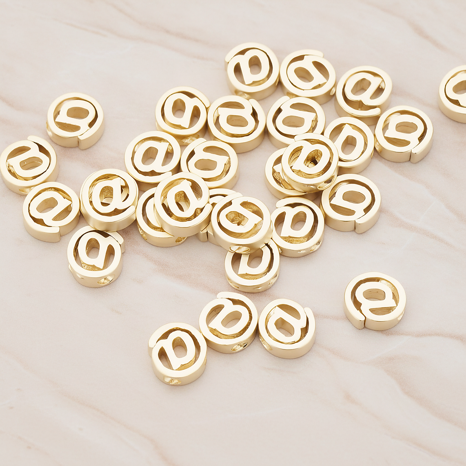 3D Initials Pendant, 2 Pc on warm marble background (PD.198)