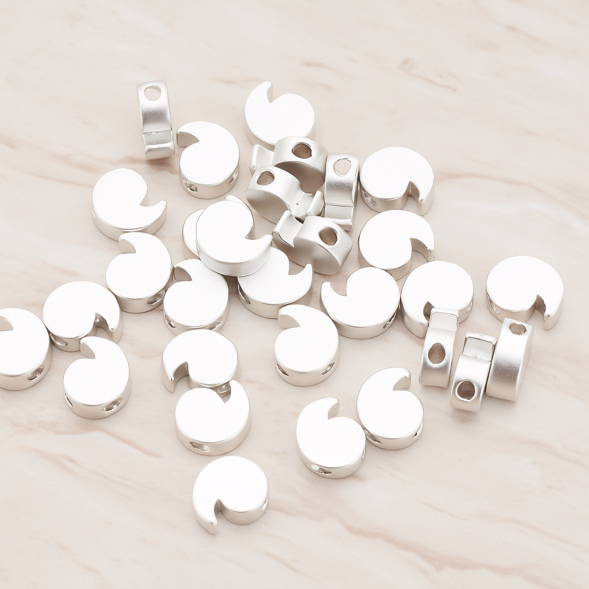 3D Initials Pendant, 2 Pc on warm marble background (PD.198)