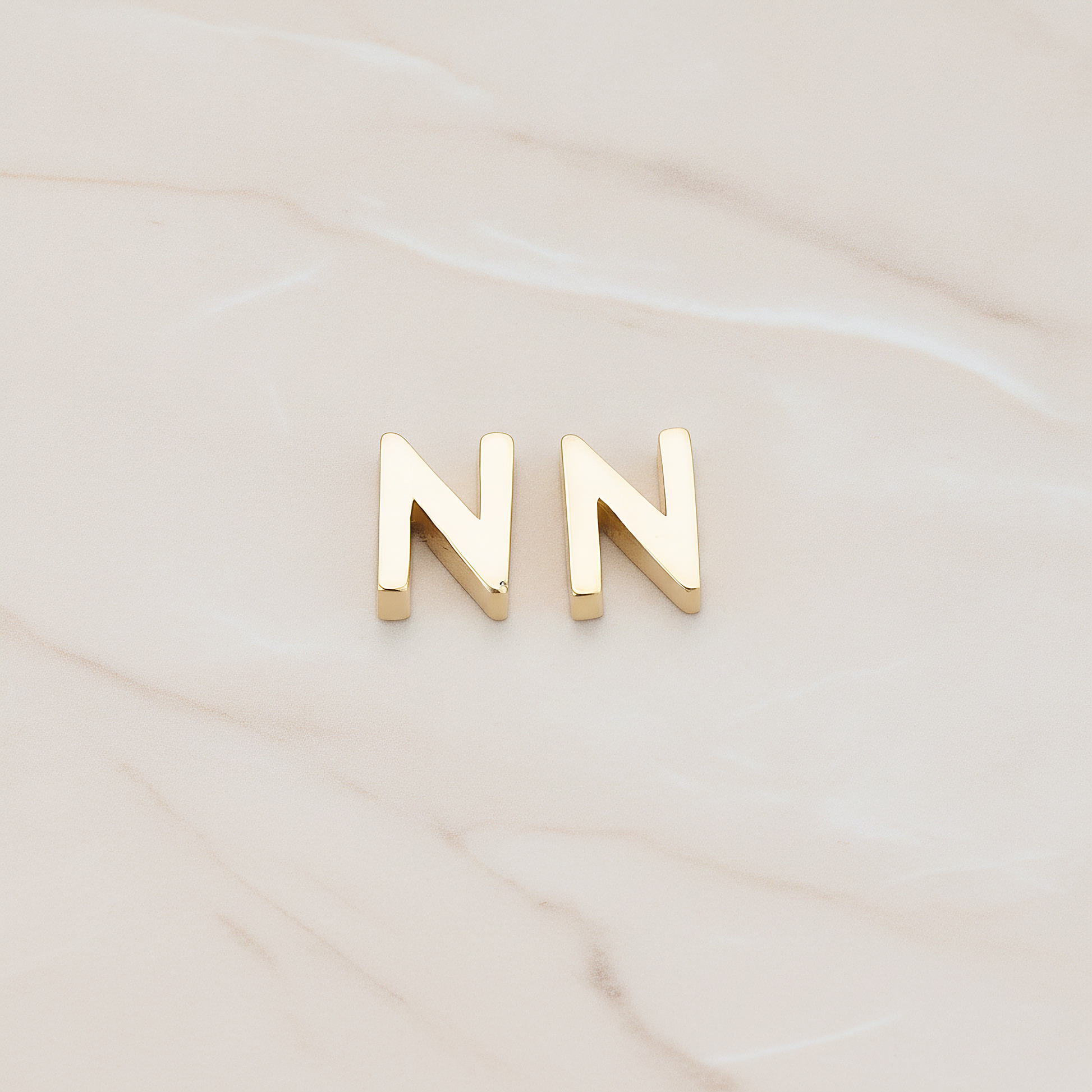 3D Initials Pendant, 2 Pc on warm marble background (PD.198)
