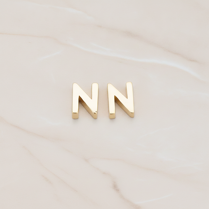 3D Initials Pendant, 2 Pc on warm marble background (PD.198)