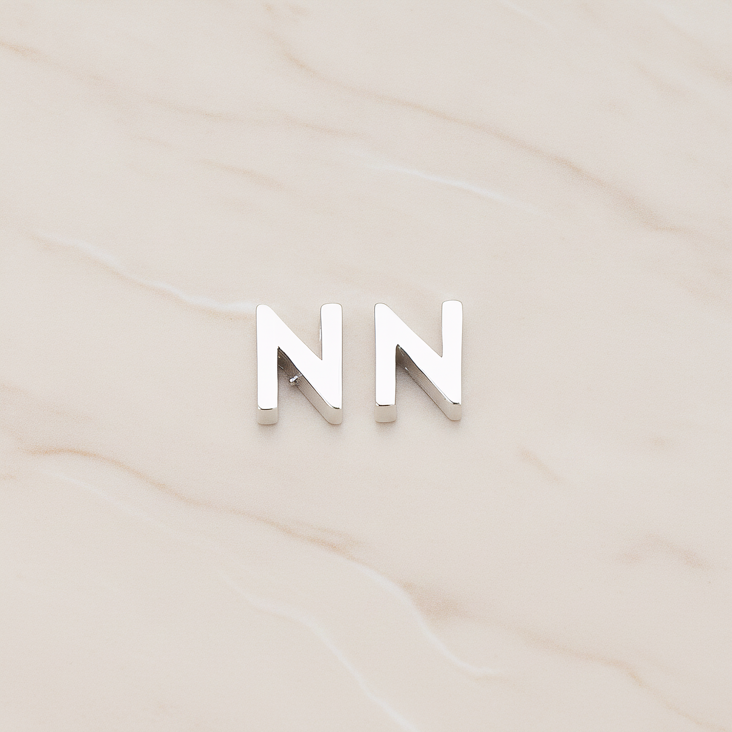 3D Initials Pendant, 2 Pc on warm marble background (PD.198)