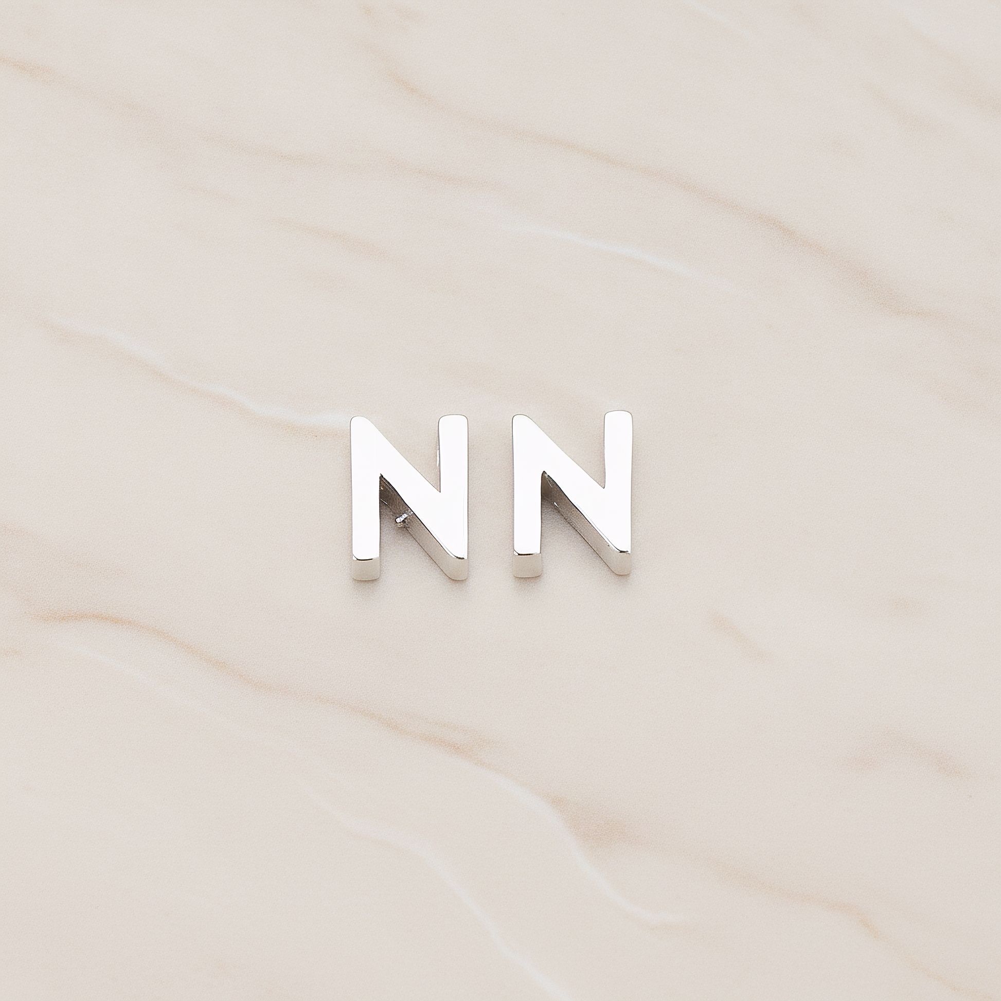 3D Initials Pendant, 2 Pc on warm marble background (PD.198)