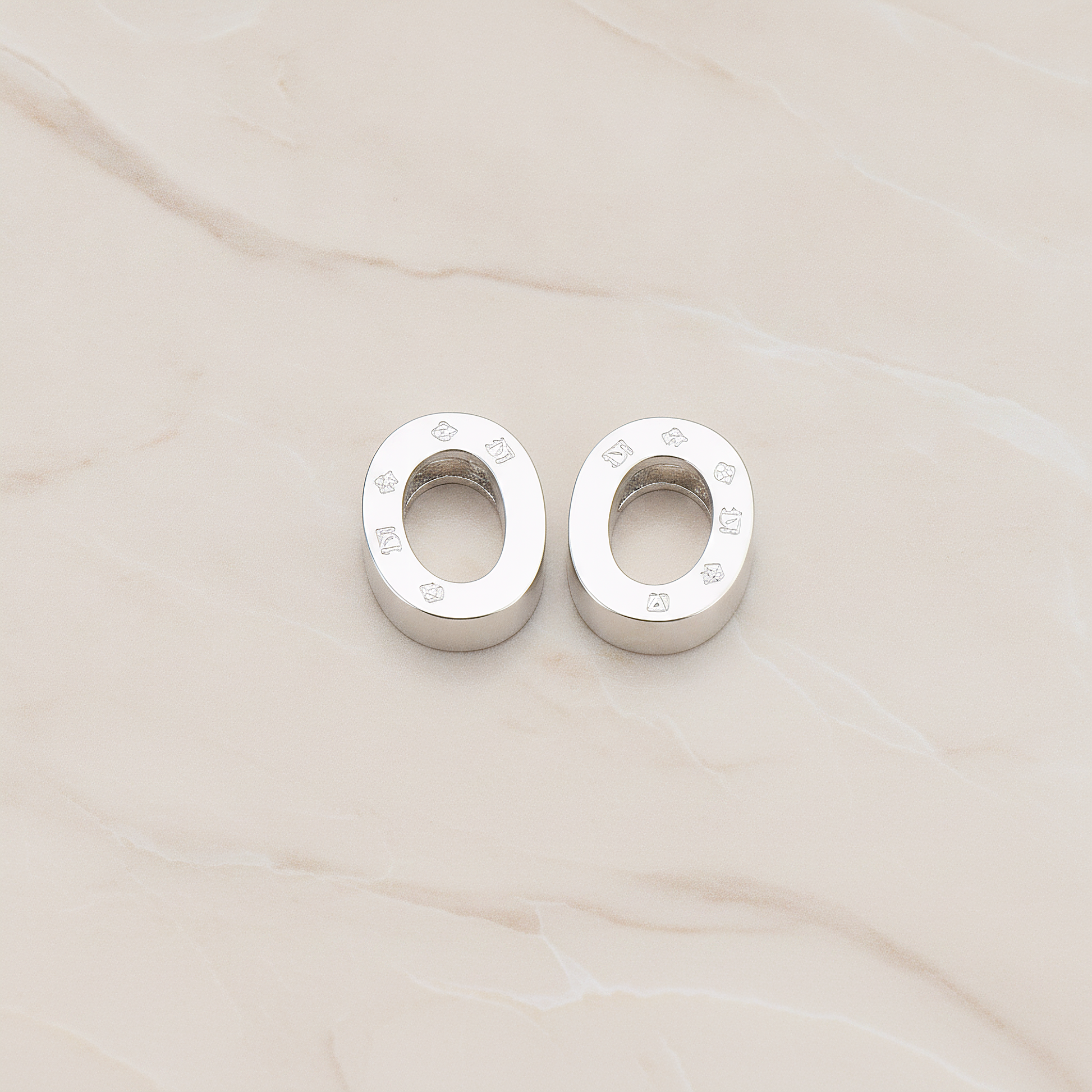 3D Initials Pendant, 2 Pc on warm marble background (PD.198)