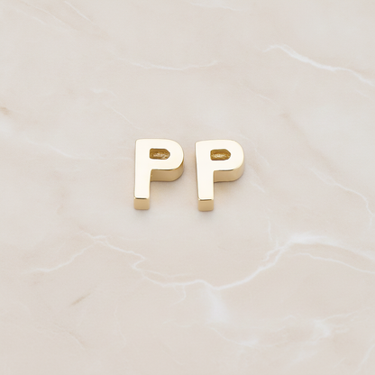 3D Initials Pendant, 2 Pc on warm marble background (PD.198)