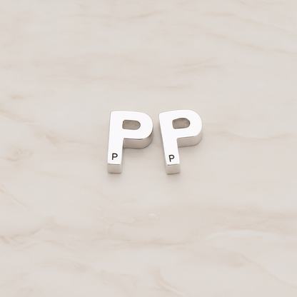 3D Initials Pendant, 2 Pc on warm marble background (PD.198)