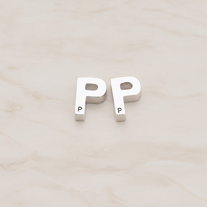 3D Initials Pendant, 2 Pc on warm marble background (PD.198)