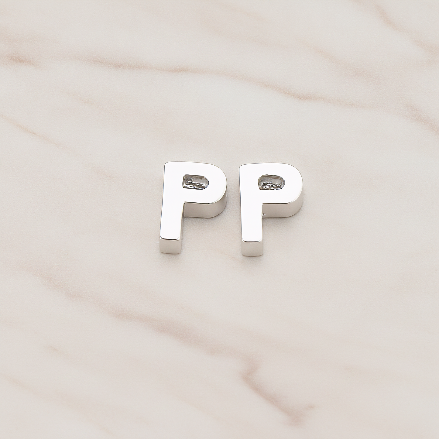 3D Initials Pendant, 2 Pc on warm marble background (PD.198)