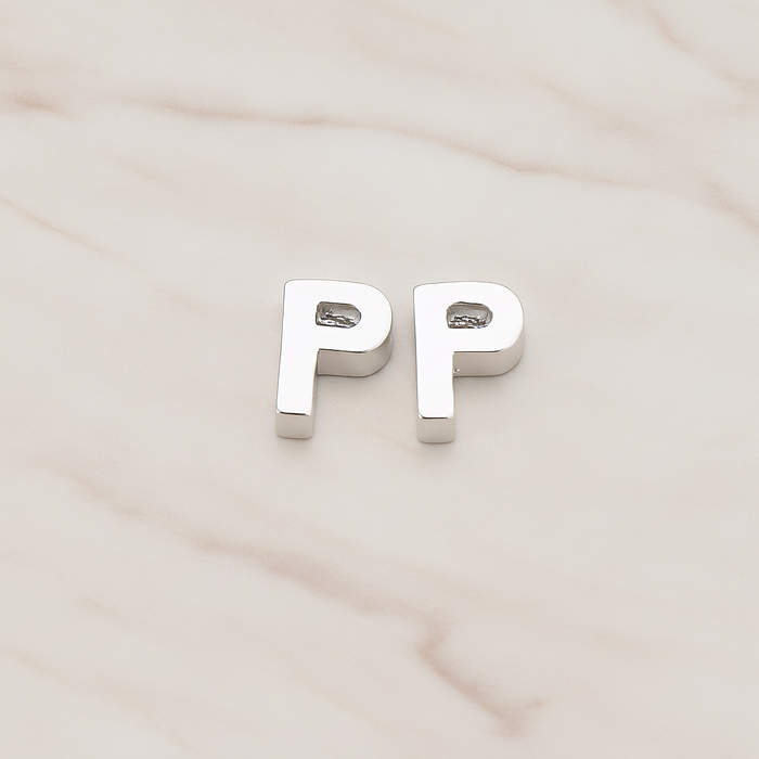 3D Initials Pendant, 2 Pc on warm marble background (PD.198)