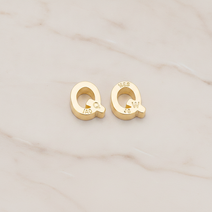 3D Initials Pendant, 2 Pc on warm marble background (PD.198)