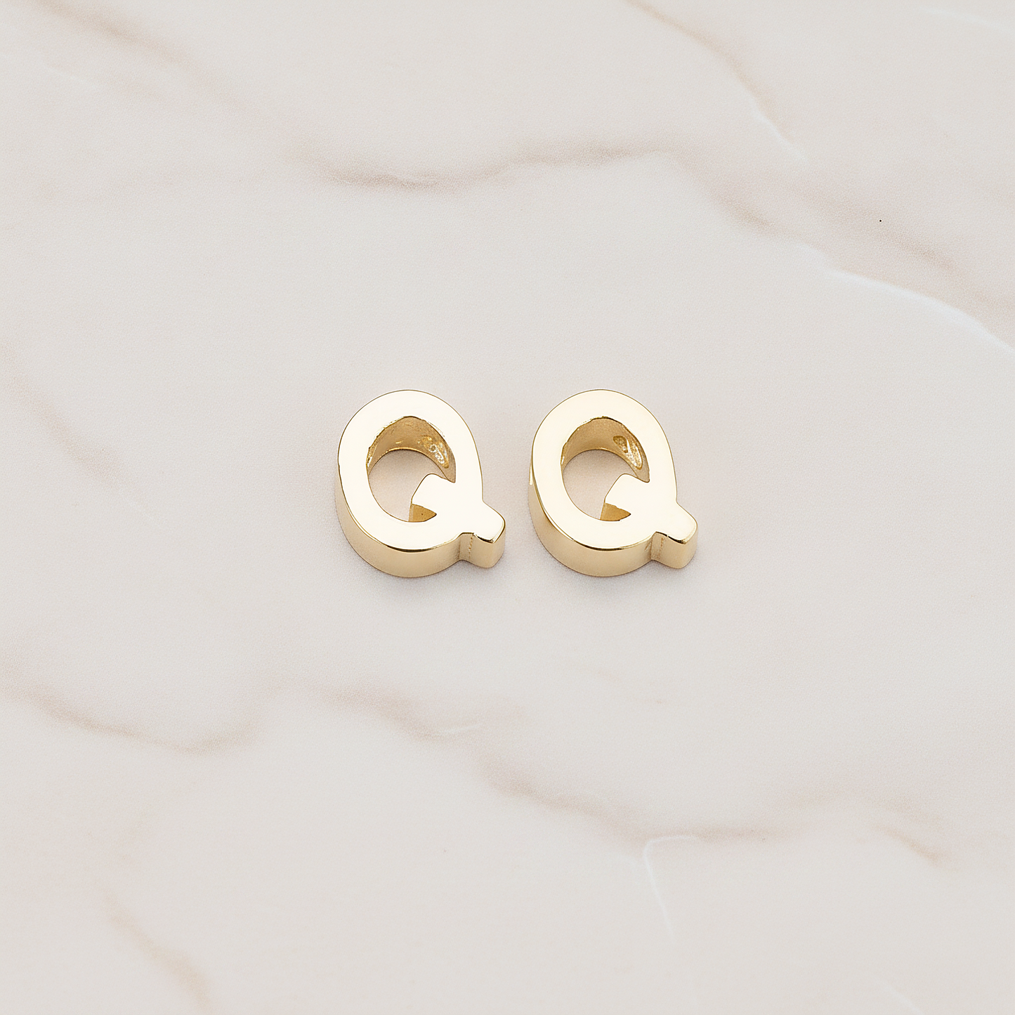3D Initials Pendant, 2 Pc on warm marble background (PD.198)
