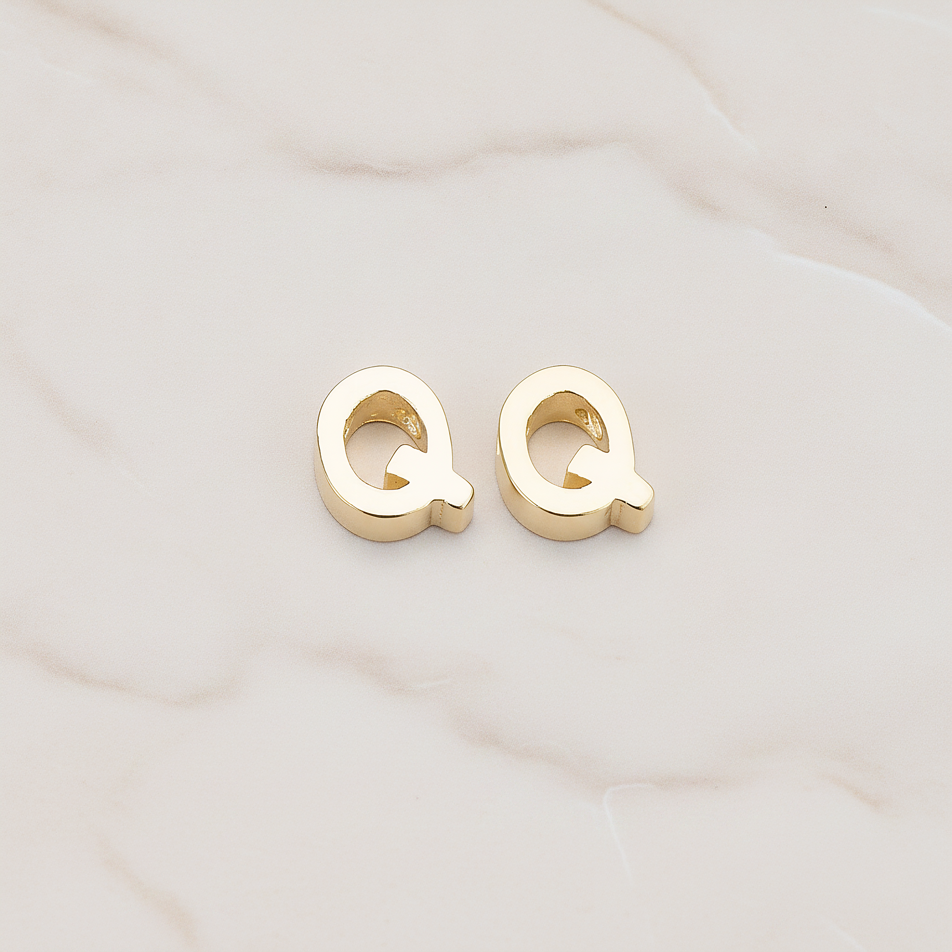 3D Initials Pendant, 2 Pc on warm marble background (PD.198)