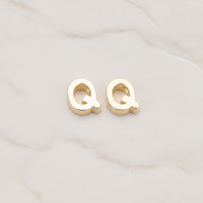 3D Initials Pendant, 2 Pc on warm marble background (PD.198)