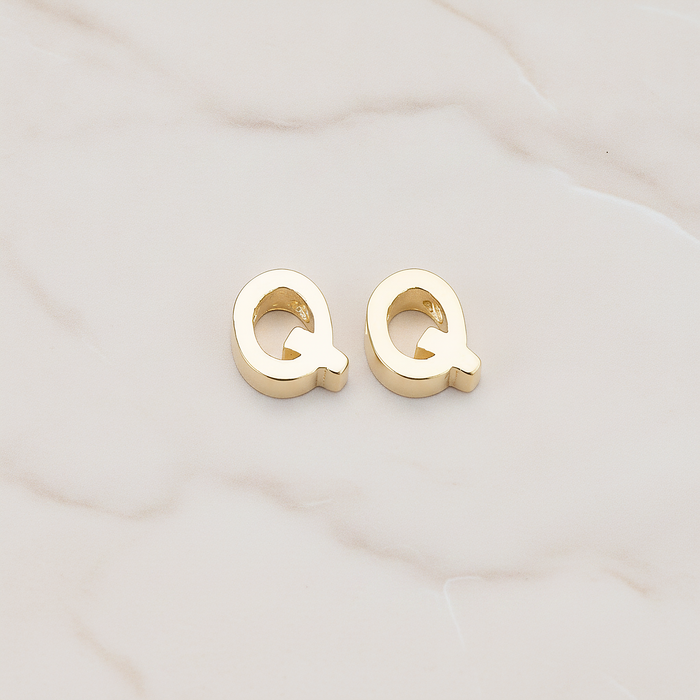 3D Initials Pendant, 2 Pc on warm marble background (PD.198)