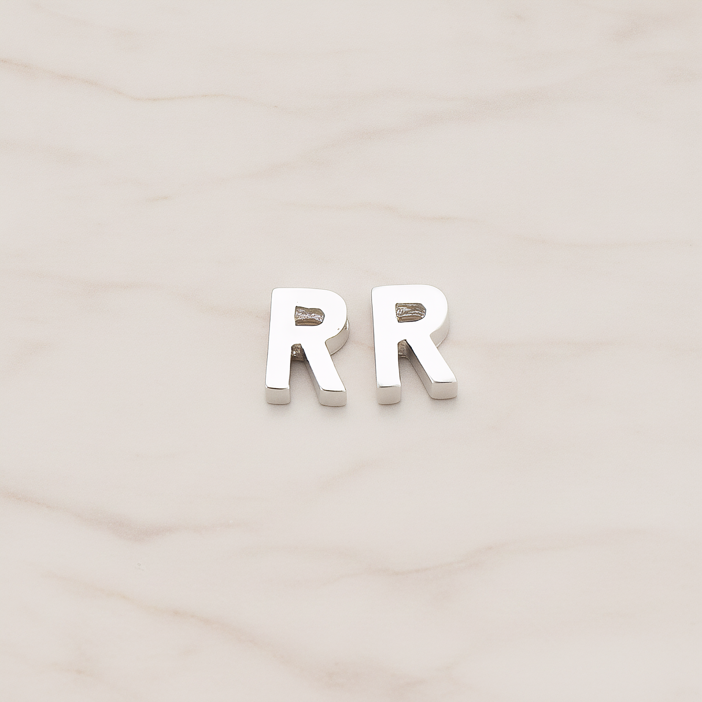 3D Initials Pendant, 2 Pc on warm marble background (PD.198)