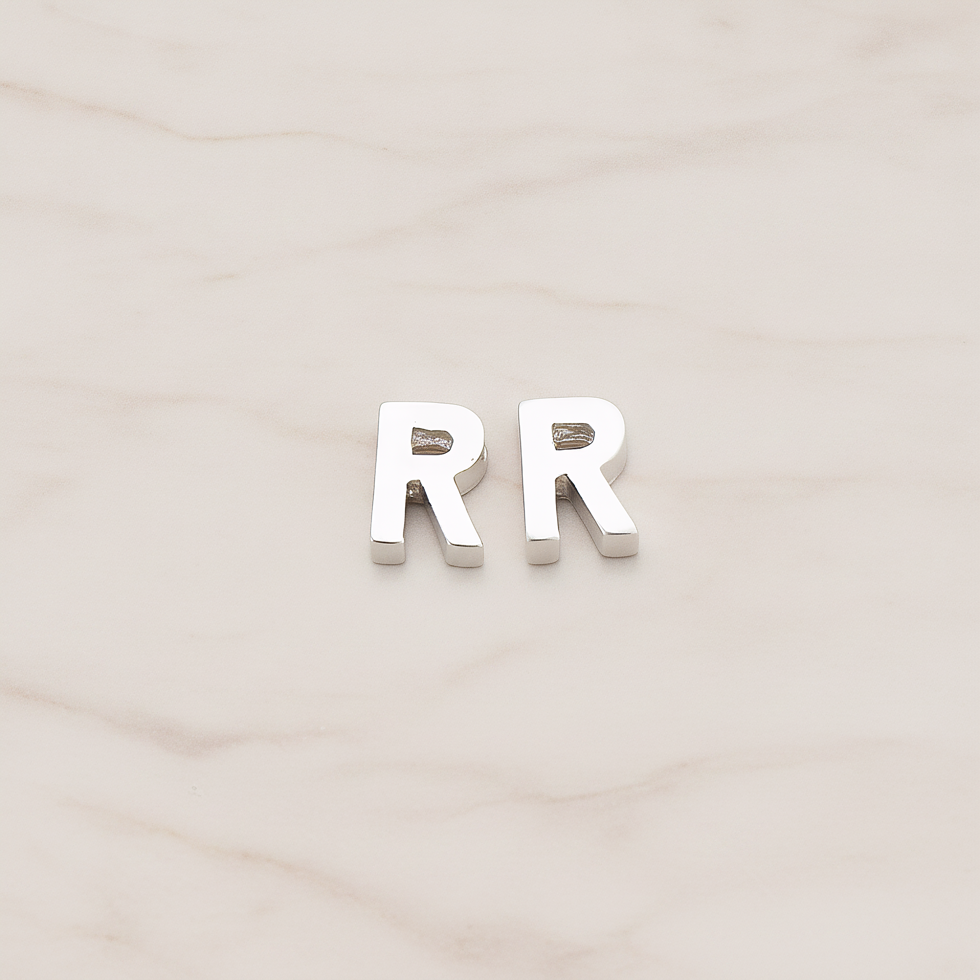 3D Initials Pendant, 2 Pc on warm marble background (PD.198)