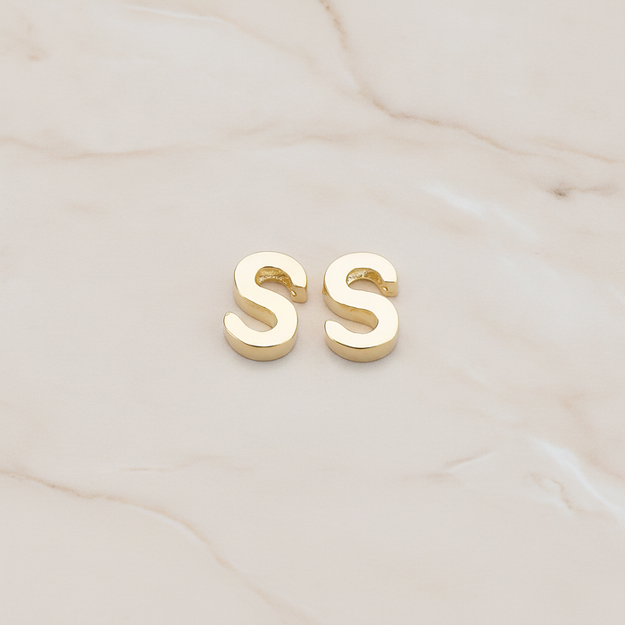 3D Initials Pendant, 2 Pc on warm marble background (PD.198)