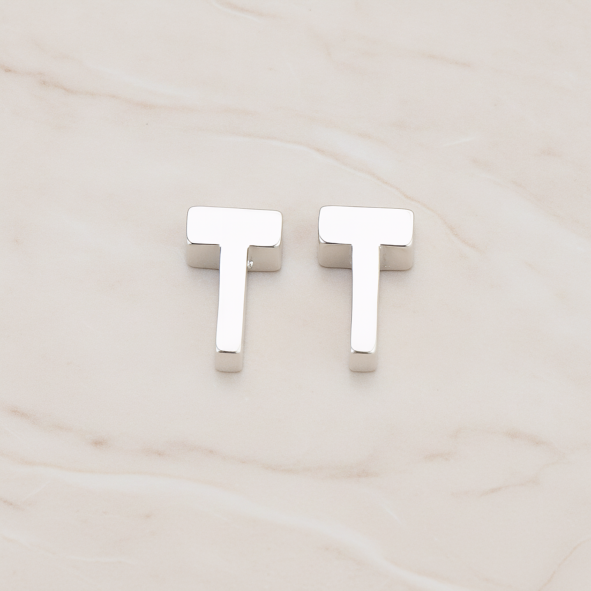3D Initials Pendant, 2 Pc on warm marble background (PD.198)