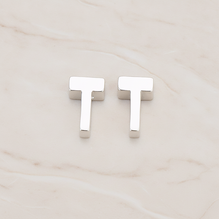 3D Initials Pendant, 2 Pc on warm marble background (PD.198)