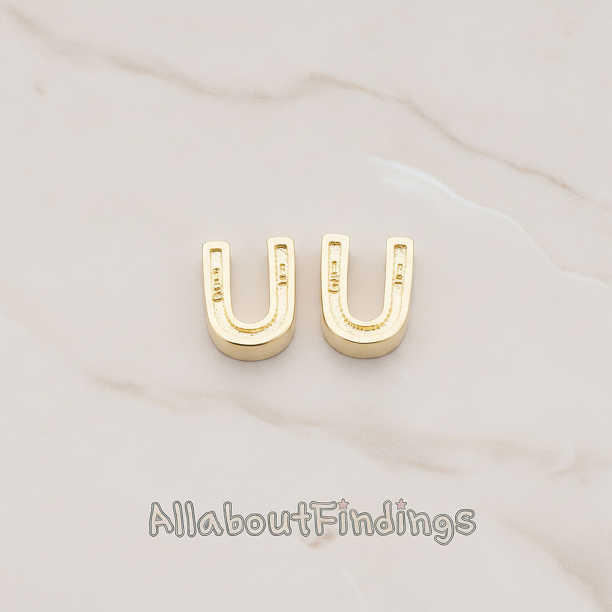 3D Initials Pendant, 2 Pc on warm marble background (PD.198)