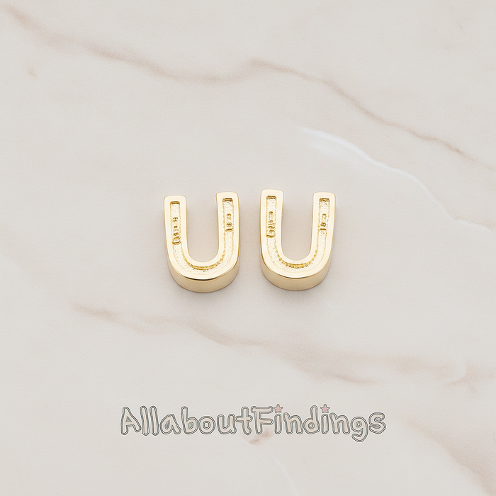 3D Initials Pendant, 2 Pc on warm marble background (PD.198)