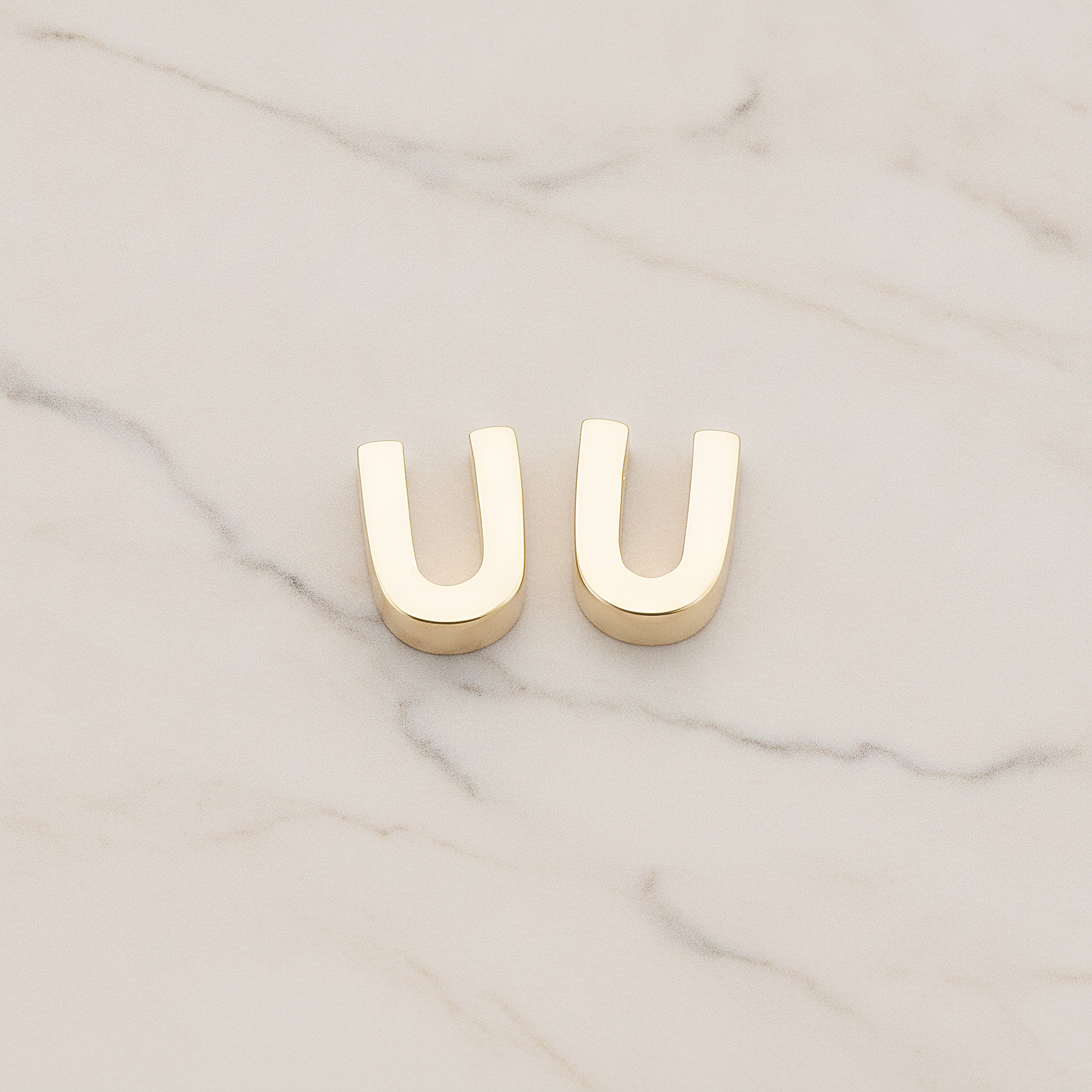 3D Initials Pendant, 2 Pc on warm marble background (PD.198)