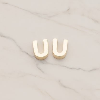 3D Initials Pendant, 2 Pc on warm marble background (PD.198)