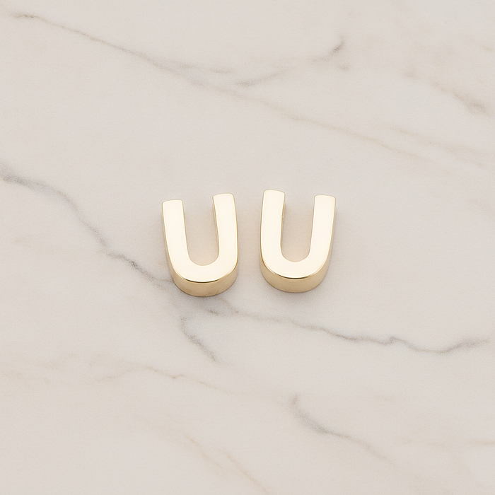 3D Initials Pendant, 2 Pc on warm marble background (PD.198)