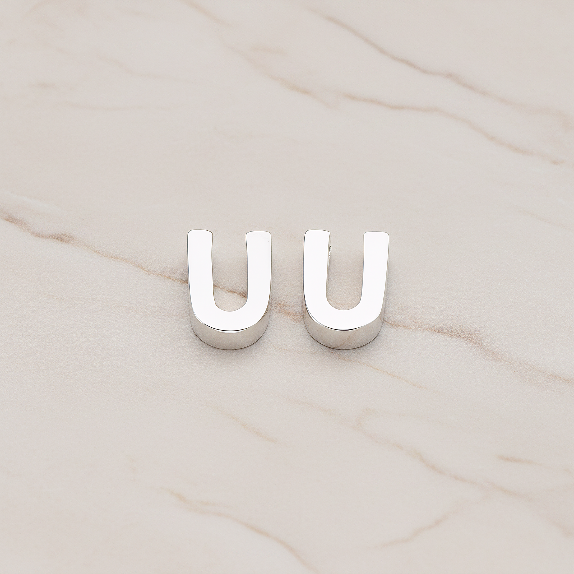 3D Initials Pendant, 2 Pc on warm marble background (PD.198)