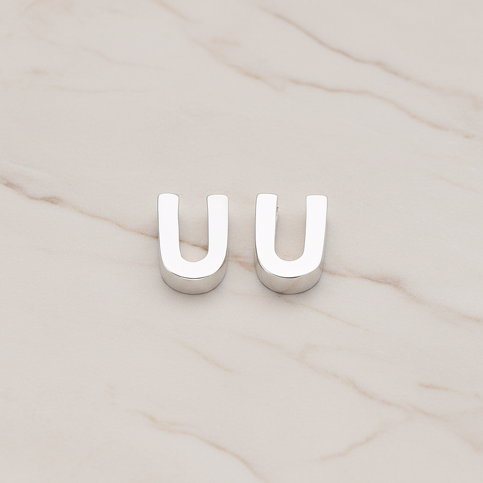 3D Initials Pendant, 2 Pc on warm marble background (PD.198)