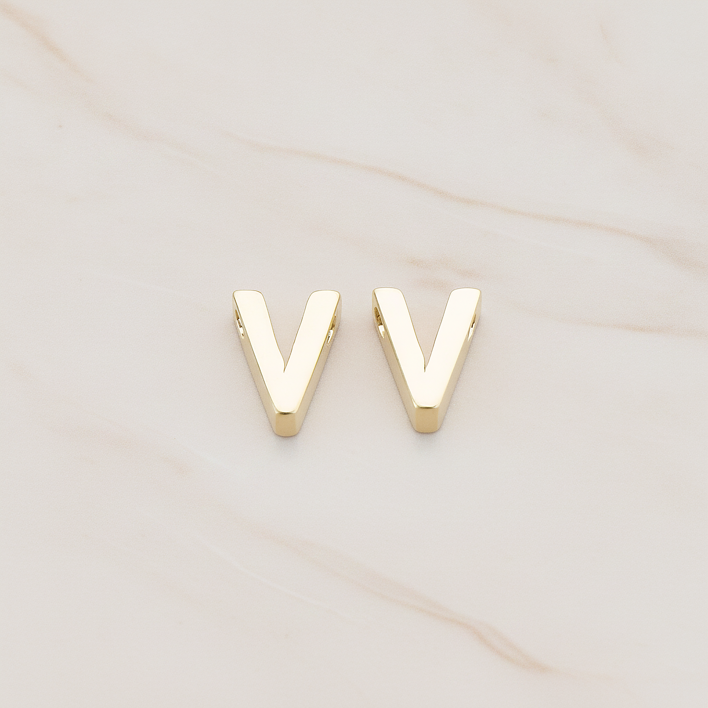 3D Initials Pendant, 2 Pc on warm marble background (PD.198)