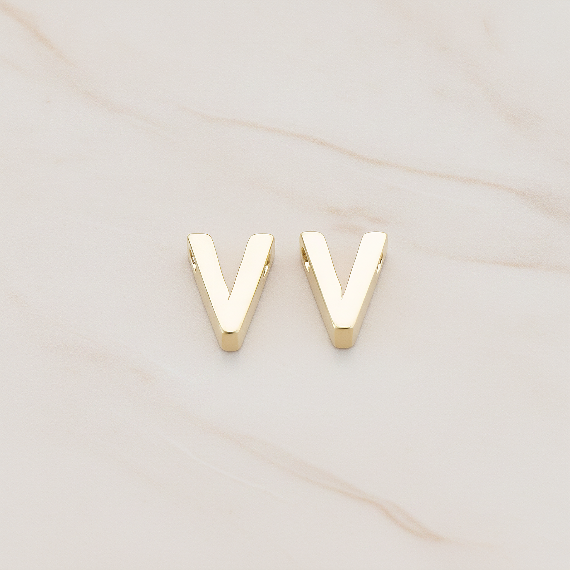 3D Initials Pendant, 2 Pc on warm marble background (PD.198)