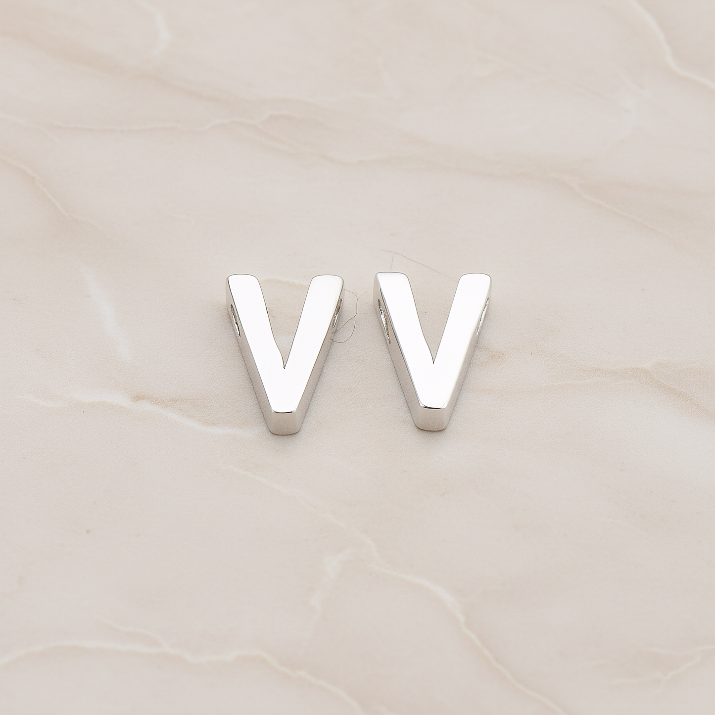 3D Initials Pendant, 2 Pc on warm marble background (PD.198)